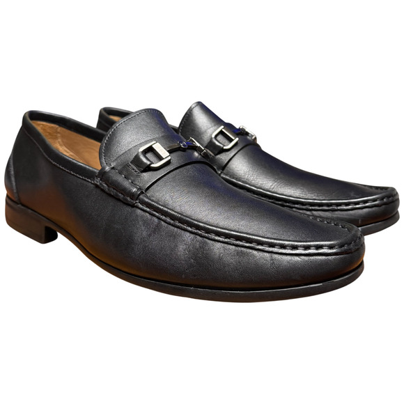 PETER MILLAR Crown Men's 11M Leather Horse Bit Loafer Black Casual Shoes Brazil - Picture 2 of 14